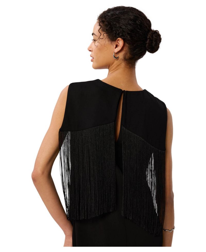 Women's Back Fringe Detail Midi Dress