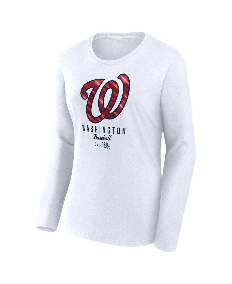 Women's White Washington Nationals Long Sleeve T-shirt
