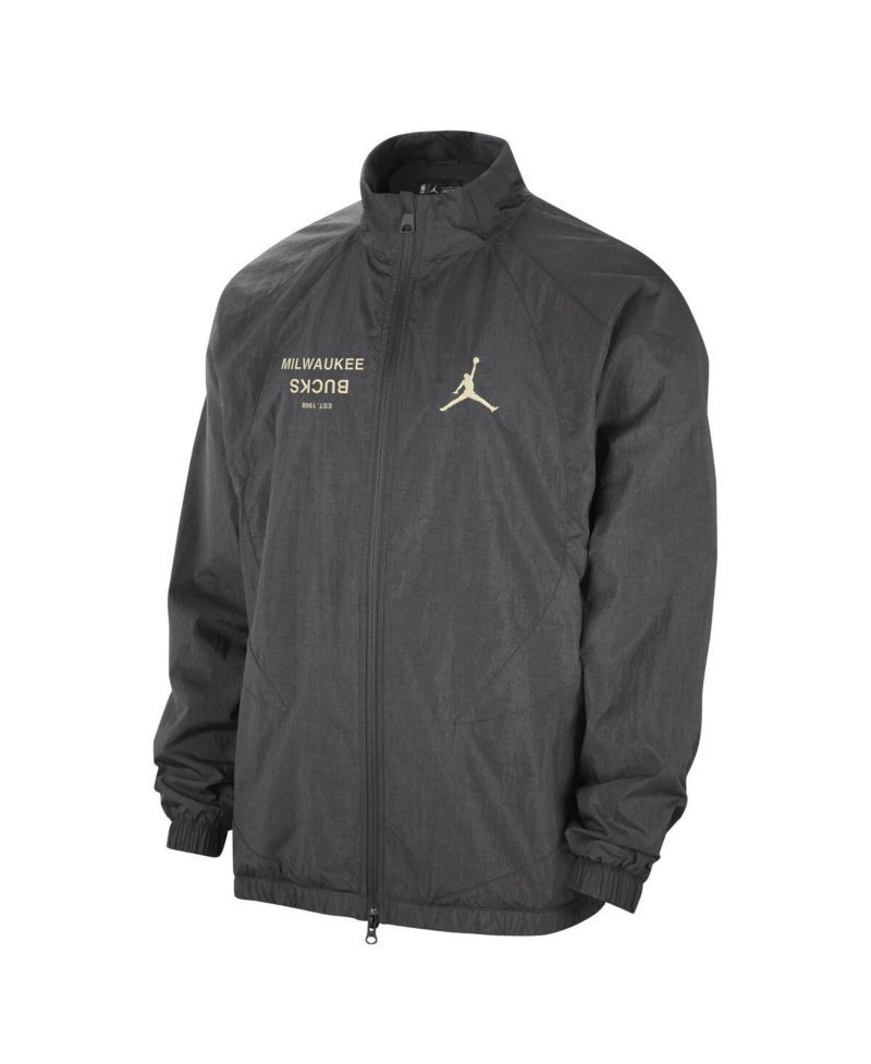 Men's Gray Milwaukee Bucks Courtside Statement Edition Jumpman Jam Full-Zip Jacket