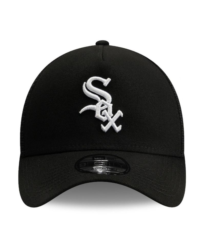 Men's Black Chicago White Sox Side Script 9FORTY A-Frame Trucker Adjustable Hat