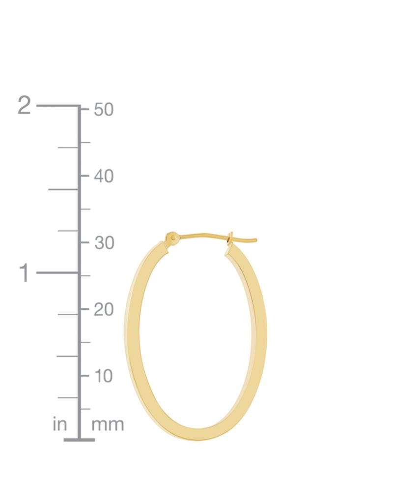 Polished Oval Flat-Edge Tube Earrings in 10k Gold, 1-1/5"