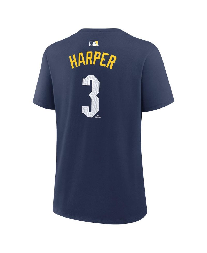Women's Bryce Harper Navy Philadelphia Phillies City Connect Name & Number T-Shirt