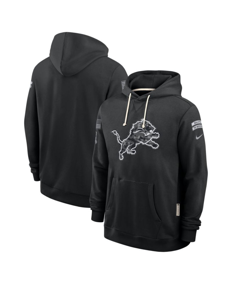 Men's Black Detroit Lions 2026 Salute to Service Sideline Pullover Hoodie