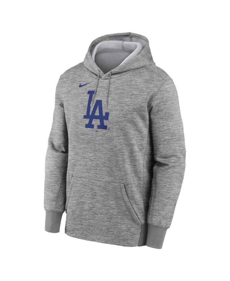 Men's Heather Gray Los Angeles Dodgers Primary Logo Therma Hoodie