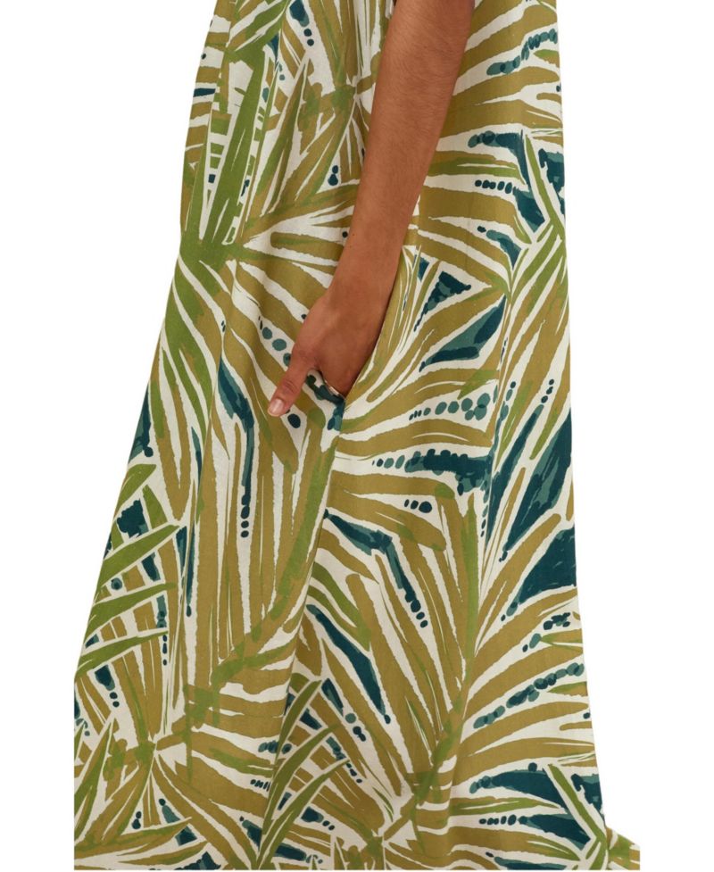 Women's Sleeveless V-Neck Linen Maxi Dress
