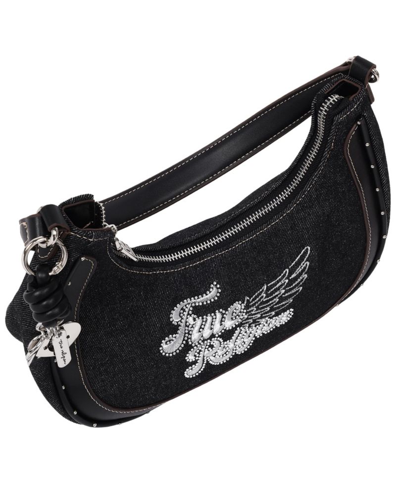 Wing Motif Hobo Bag with Trim