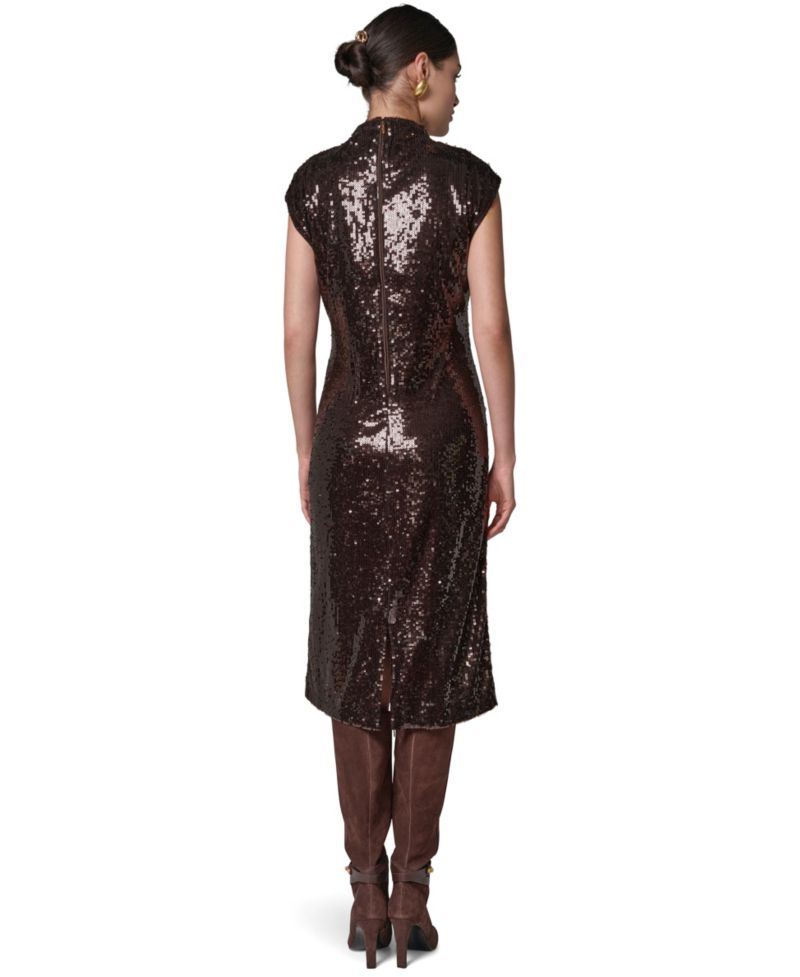 Women's Cowl Neck Sleeveless Sequin Dress