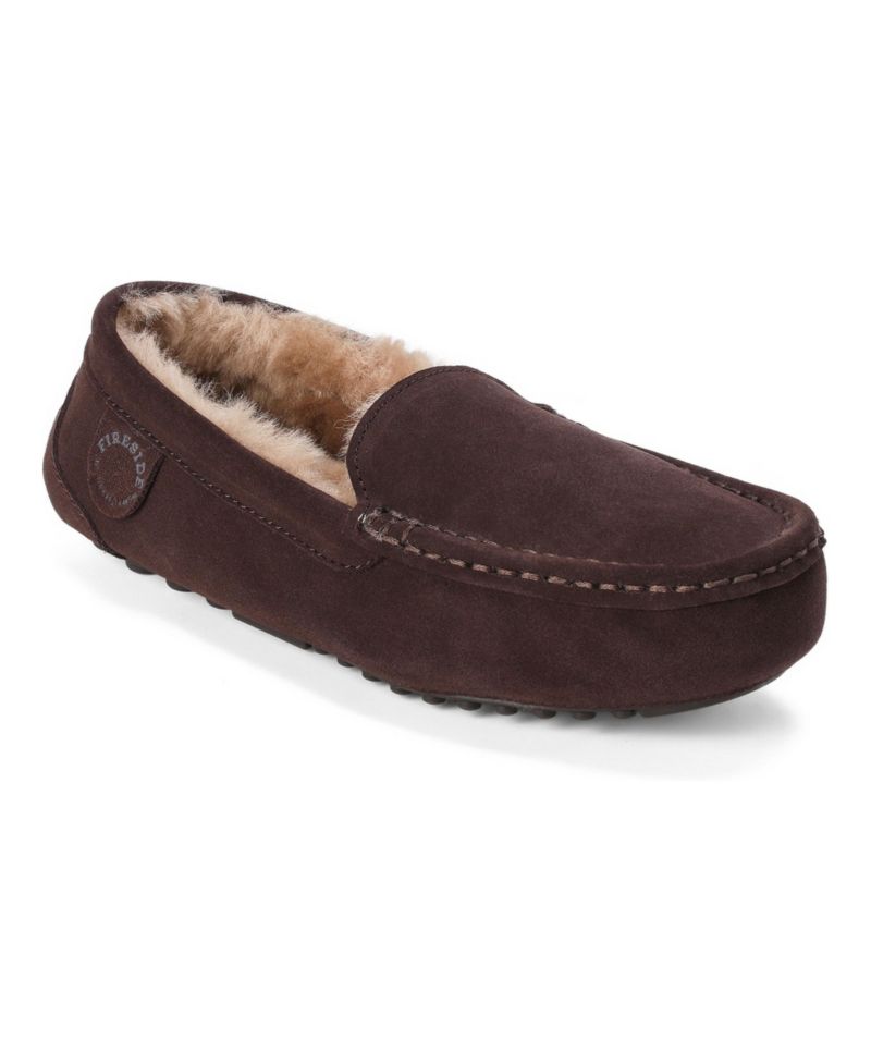 Dearfoams Women's Fireside Mel Genuine Shearling Moccasin Slipper