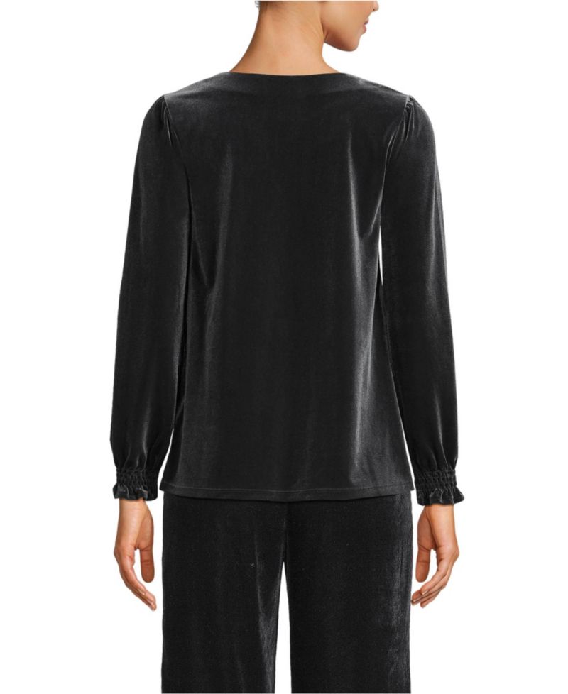 Women's Long Sleeve Velvet Blouse