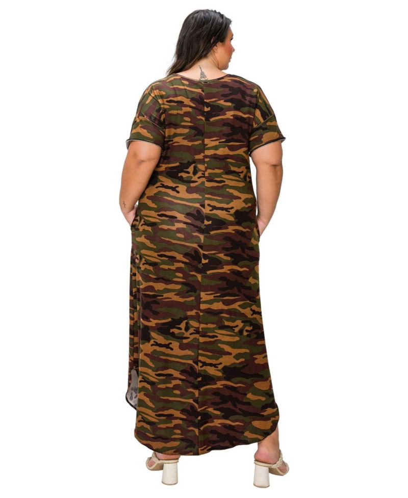 Plus Size Katt Camo Pocket Maxi Dress