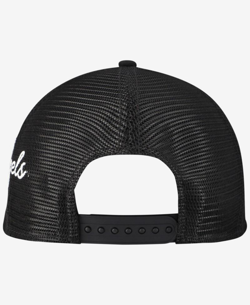 Men's Black Los Angeles Angels Side Script 9FORTY A-Frame Trucker Adjustable Hat