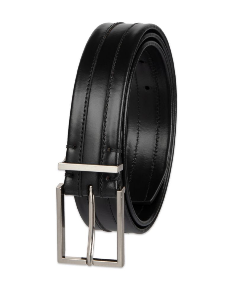 35MM Men's Stripe Stitch Leather Dress Belt