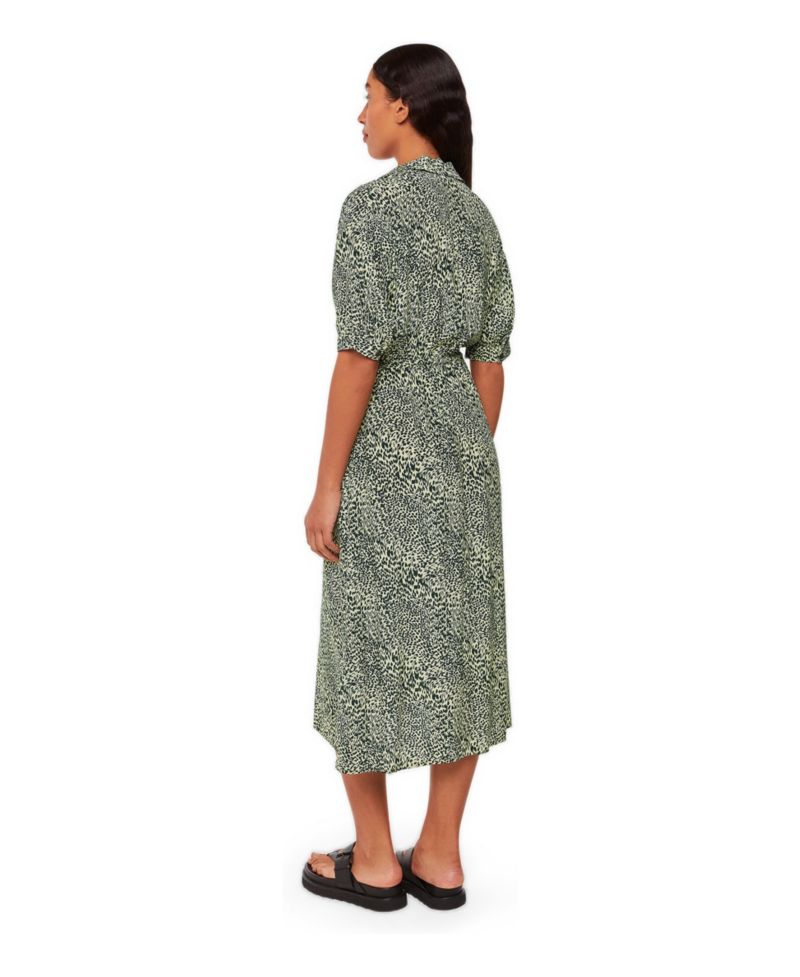 Women's Diagonal Leopard Print Midi Dress