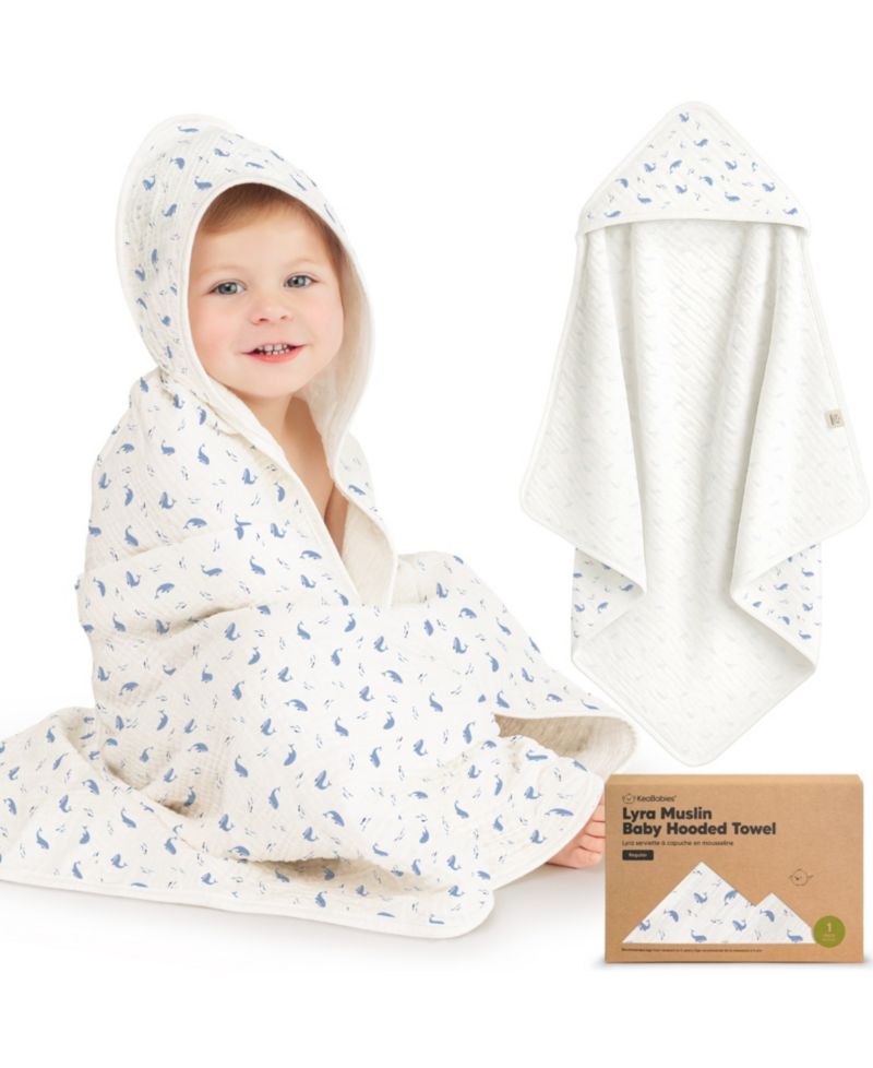 Lyra Muslin Baby Towels with Hoods for Newborn Girls, Boys, 100% Organic Cotton Soft Hooded Baby Bath Towels (Regular)