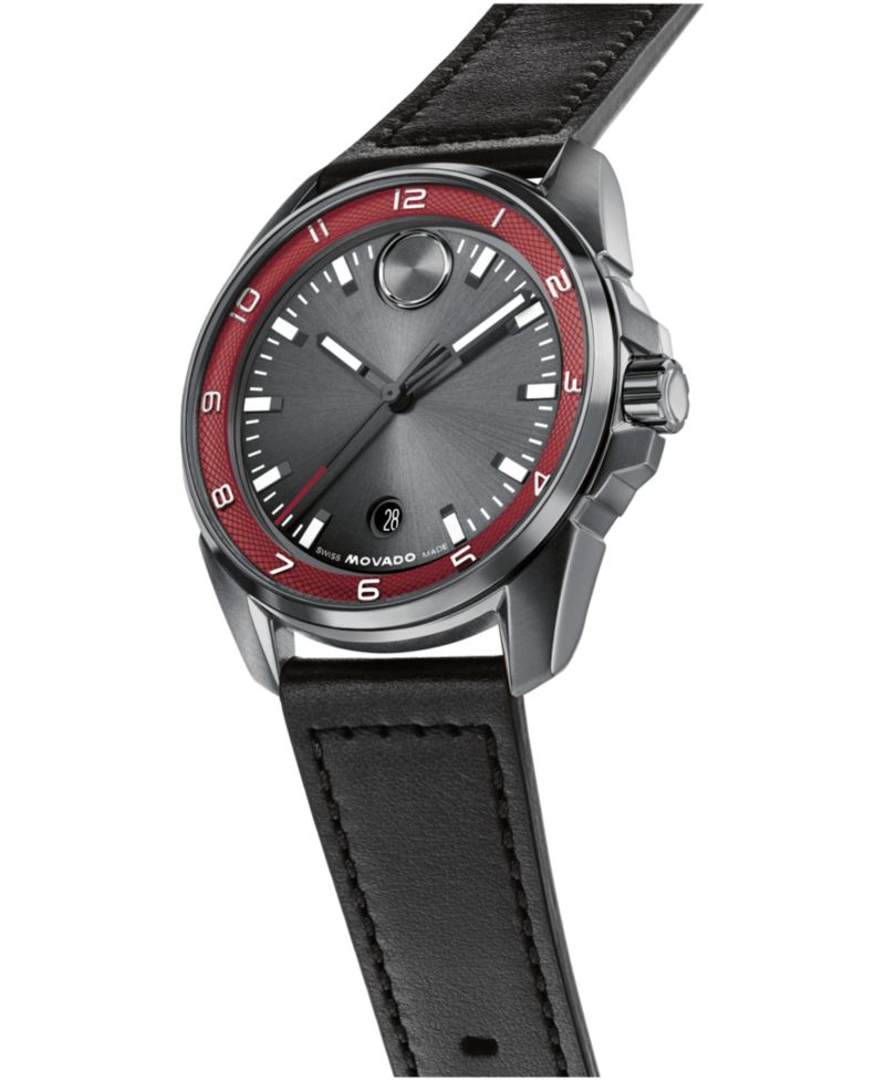 Men's Bold Verso S Swiss Quartz Black Leather Watch, 42mm