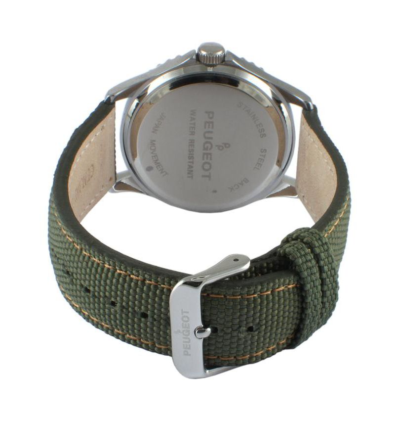 Men's 42mm Sport Bezel Watch with Khaki Green Dial and Canvas Strap