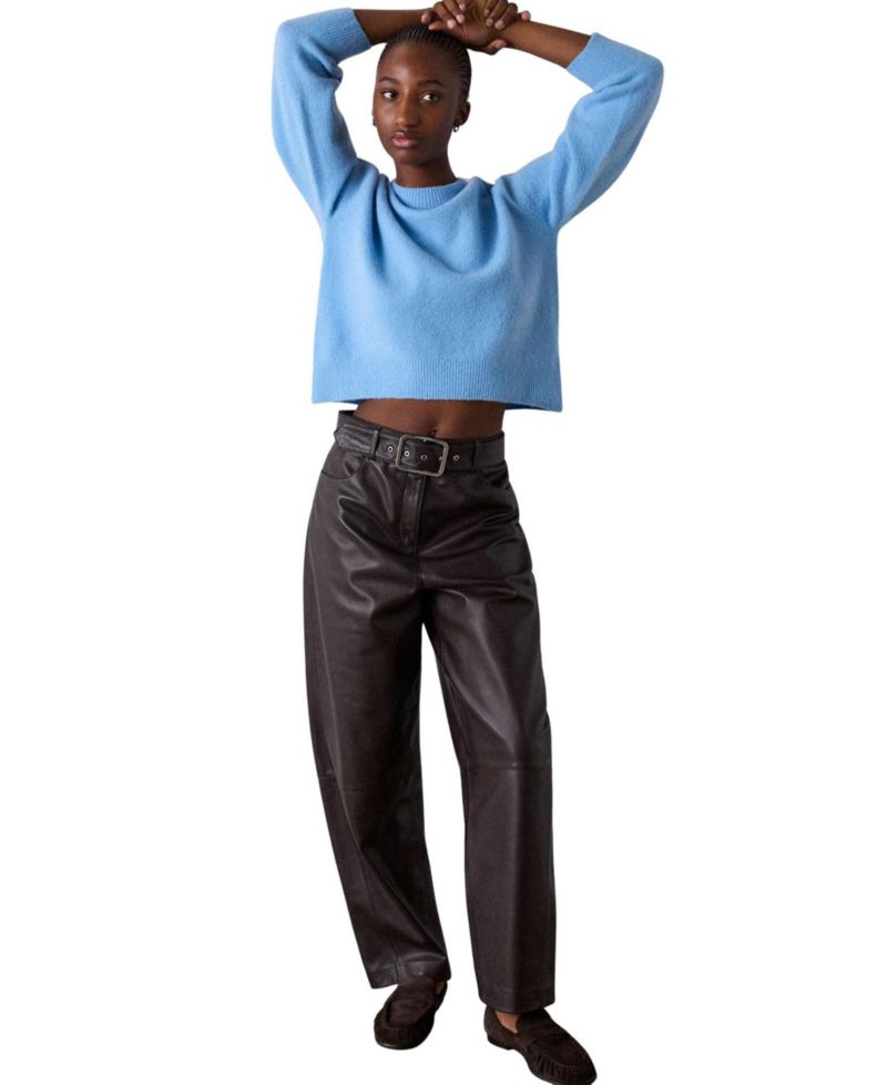 Women's Curved Hem Crewneck Sweater
