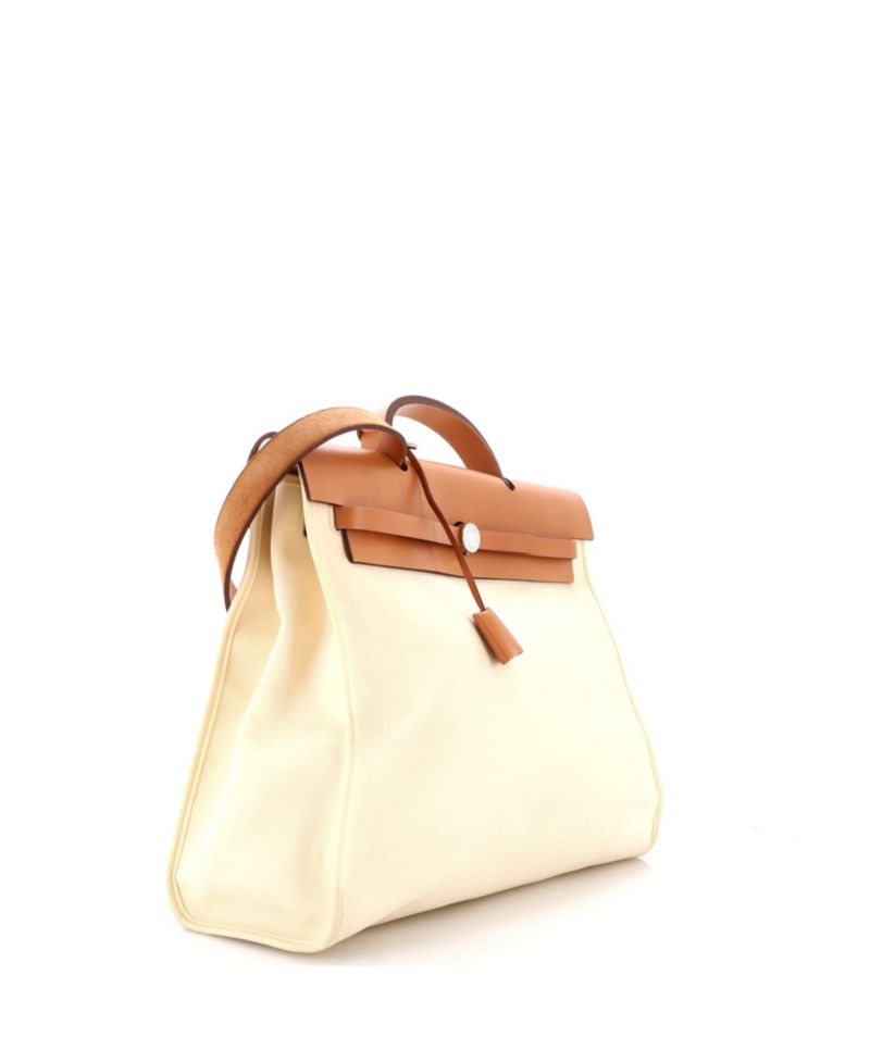 Pre-Owned Hermes 39 Herbag Zip Leather and Toile