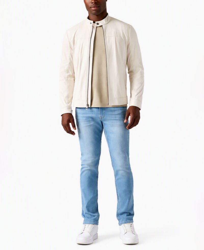Men's Faux Suede Regular-Fit Biker Jacket
