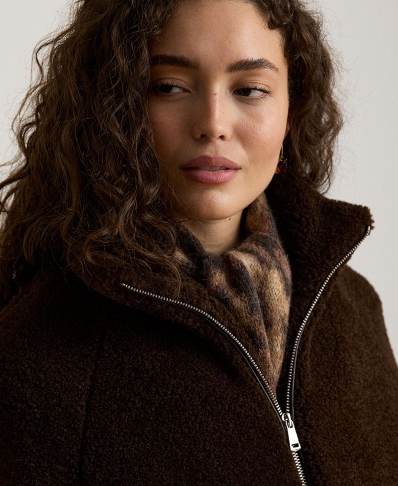 Women's Funnelneck Faux-Shearling Jacket