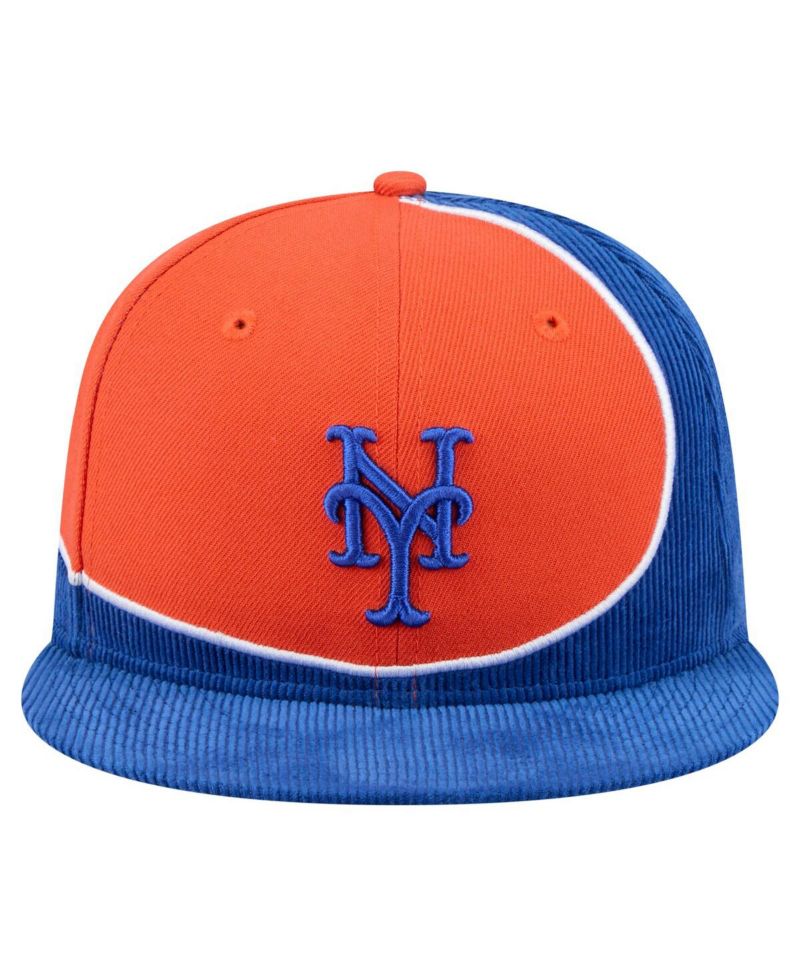 Men's Royal/Orange New York Mets Retro Split Corduroy Snapback Hat