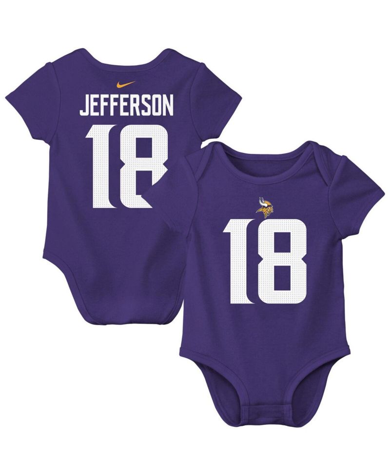 Baby Boys and Girls Justin Jefferson Purple Minnesota Vikings Player Name & Number Bodysuit