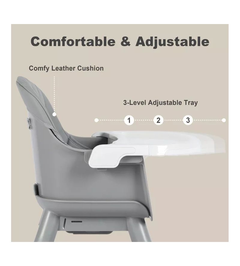 7-in-1 Convertible Baby High Chair with Removable Tray and 5-Point Harness