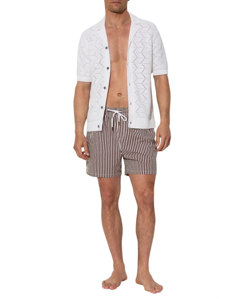 Men's Bay Drawstring Seersucker Stripe Swim Shorts