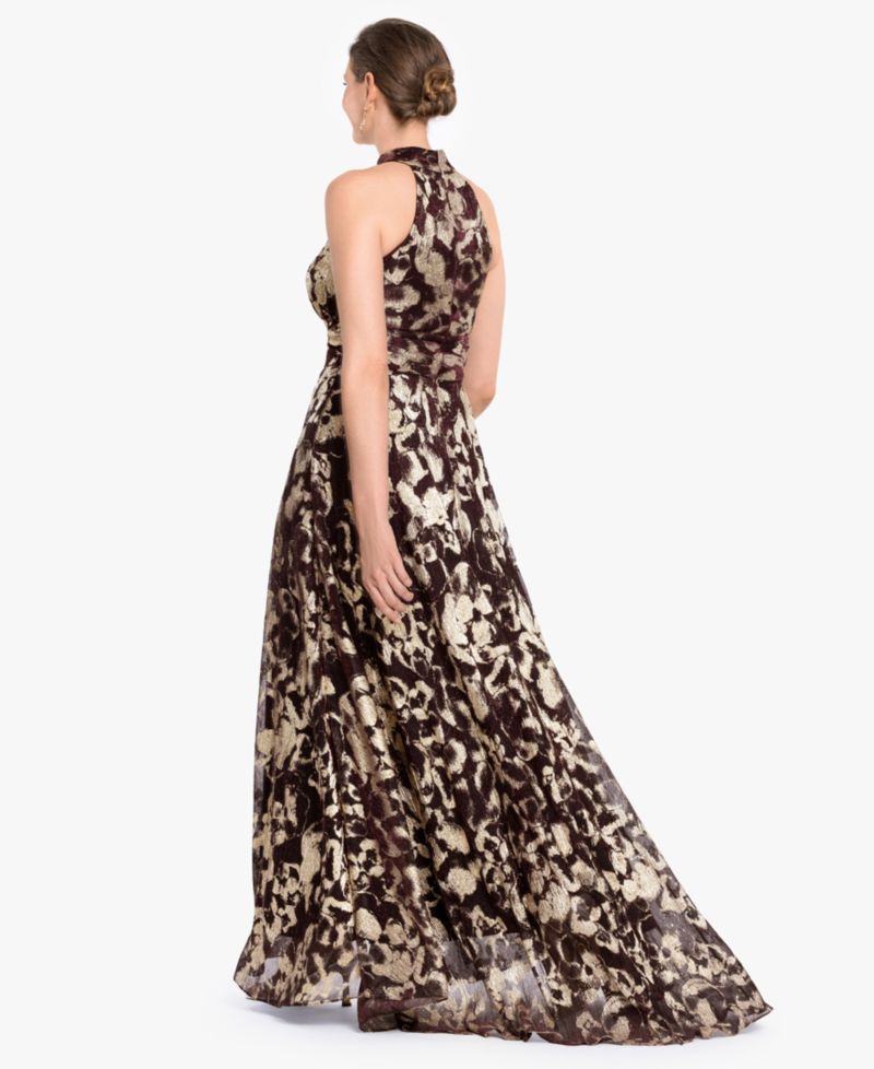 Women's Foil Halter Neck Gown