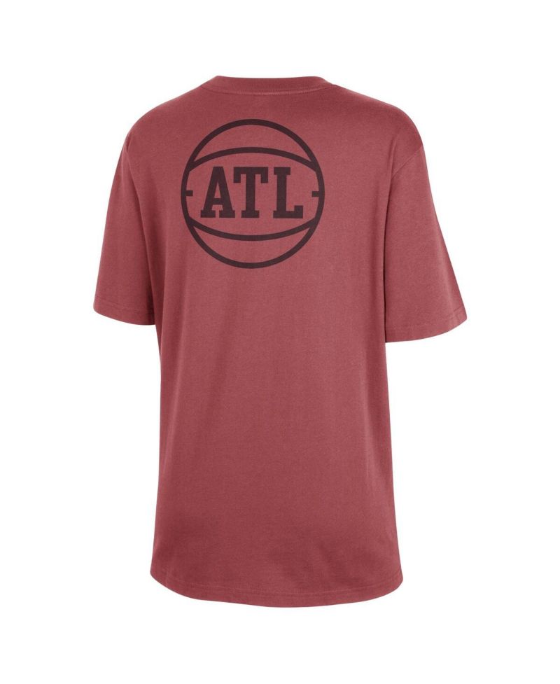 Women's Red Atlanta Hawks Courtside Statement Edition Boyfriend T-Shirt