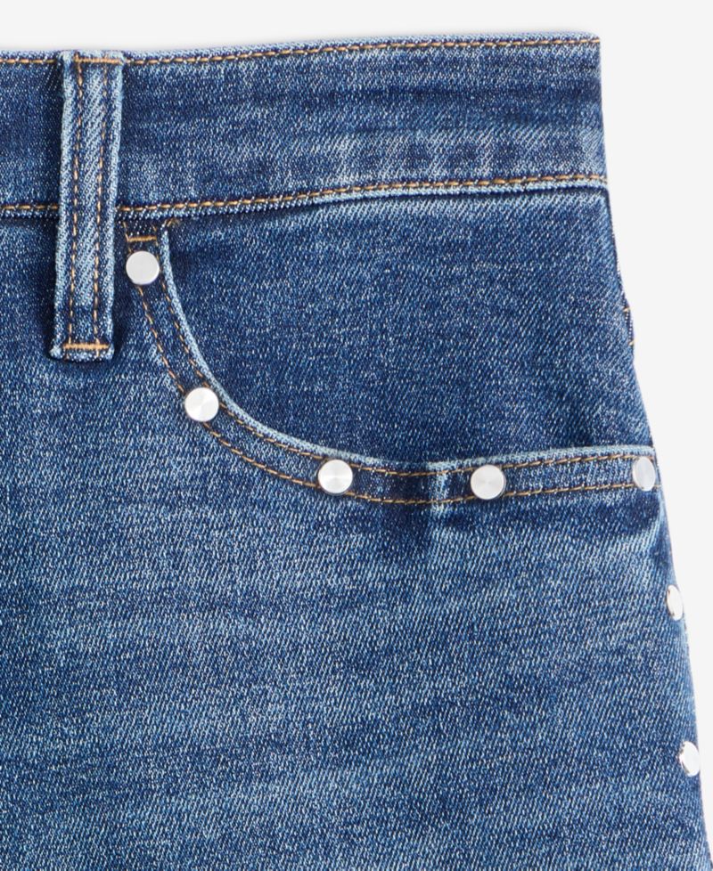 Women's High-Rise Wide-Leg Studded Jeans