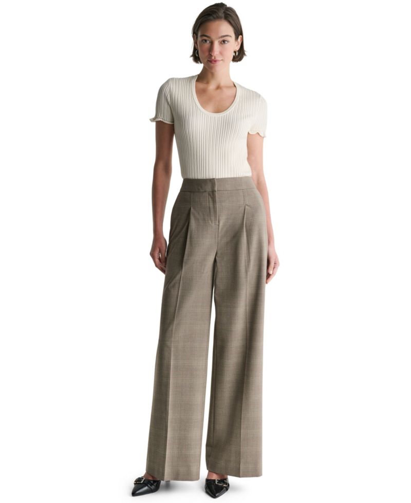 Women's Pleated High-Waisted Wide-Leg Pants