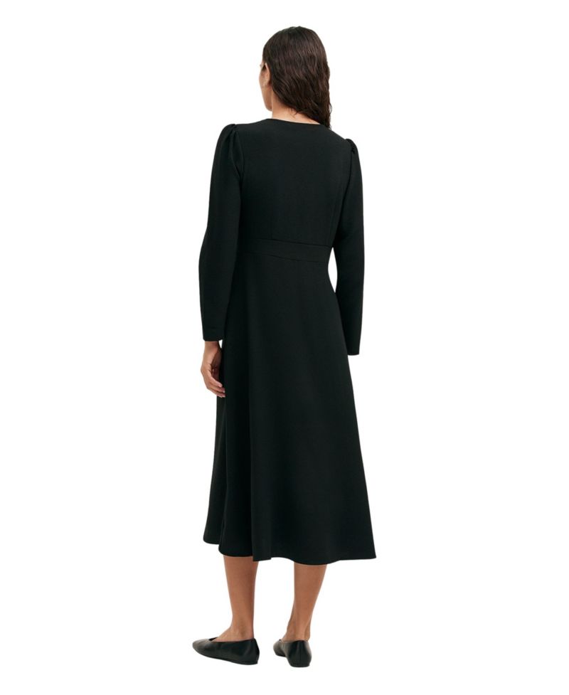 Women's Caprice Long-Sleeve V-Neck Crepe Midi Dress