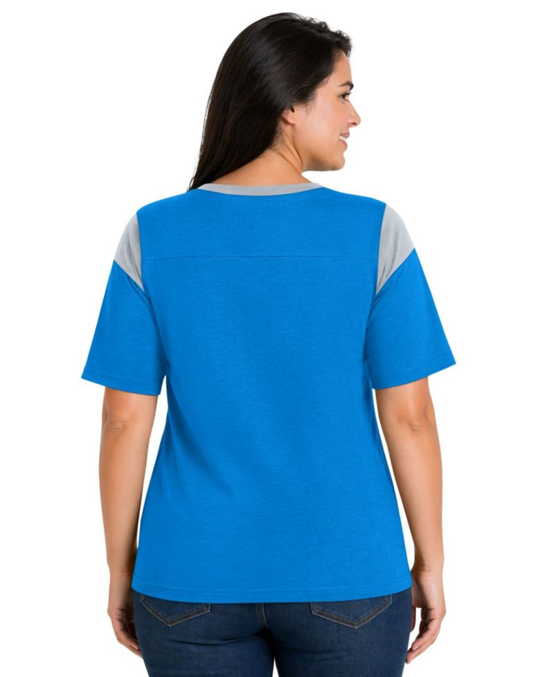 Women's Blue Detroit Lions Plus Size Linebacker Slub T-Shirt