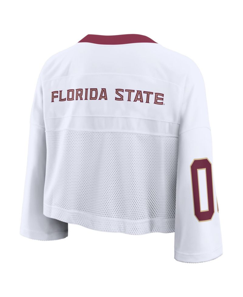 Women's White Florida State Seminoles Oversized Logo Cropped Fashion Jersey