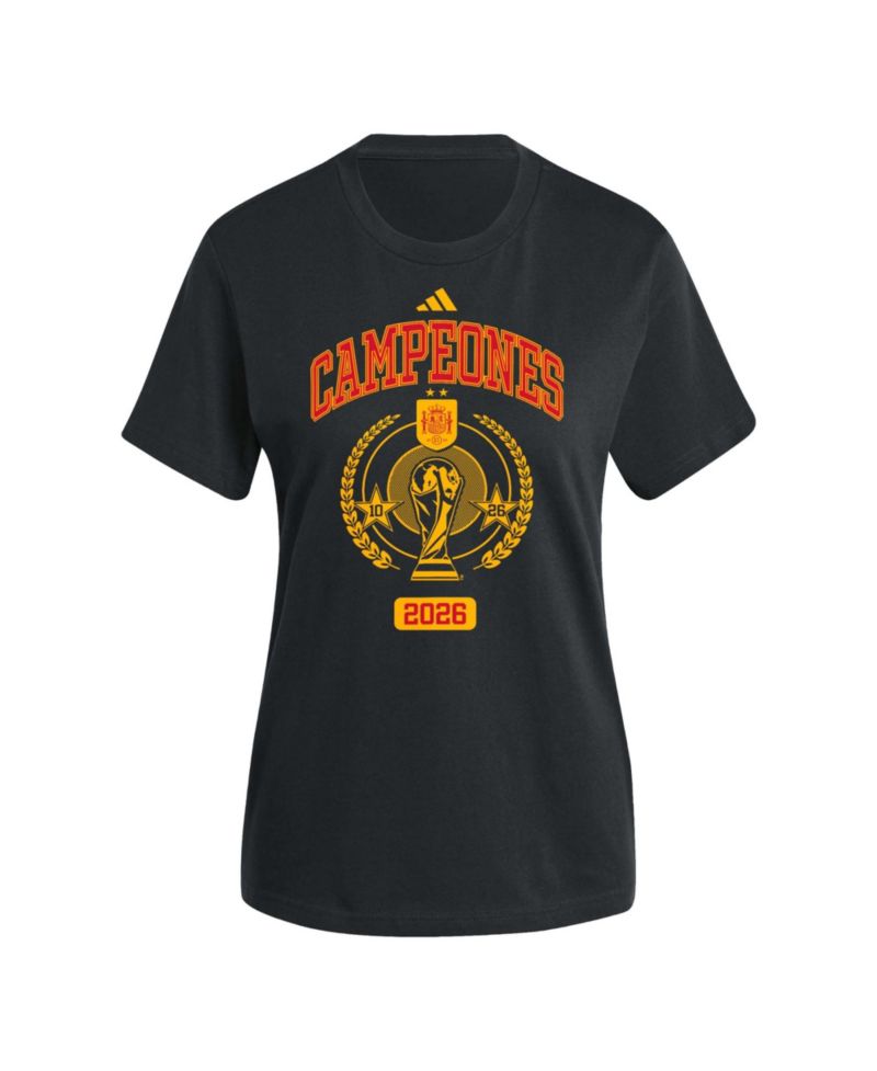 Women's Black Spain National Team 2026 FIFA World Cup Champions Trophy T-Shirt