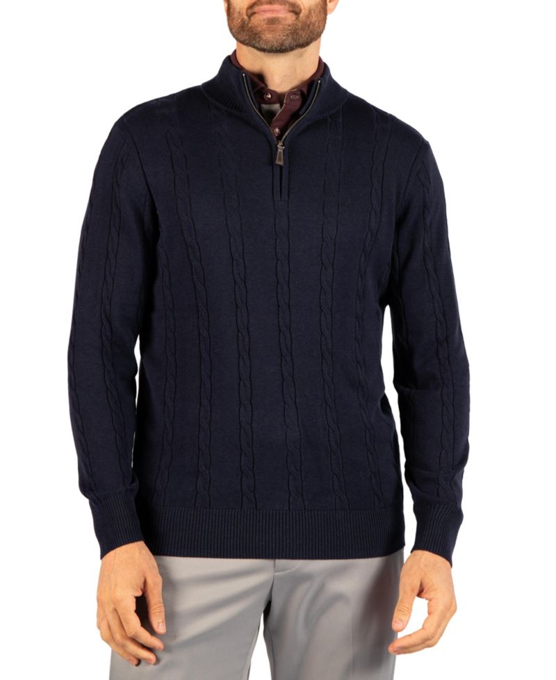 Men's Cable Knit Quarter Zip Sweater