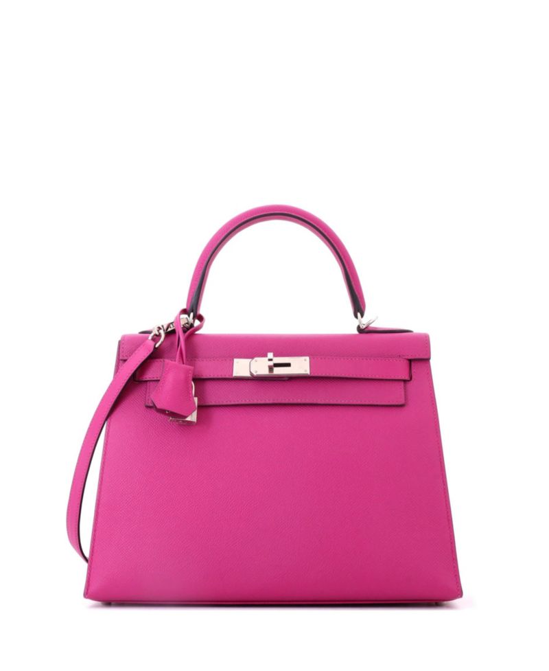 Kelly 28 Handbag Pink Epsom with Palladium Hardware