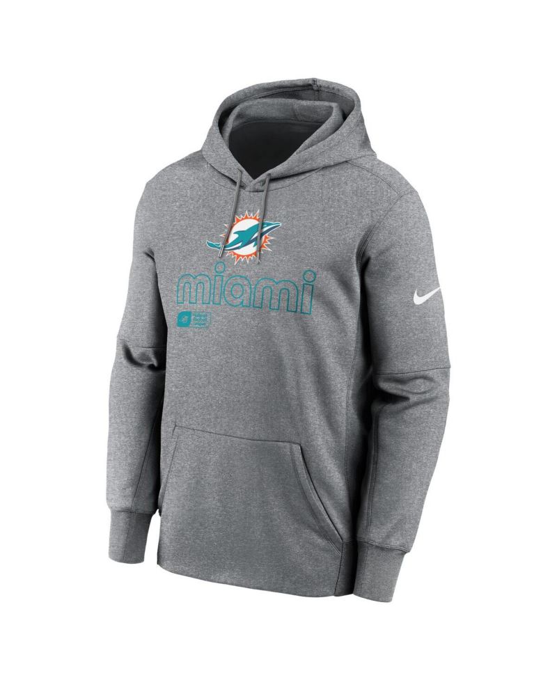 Men's Heather Gray Miami Dolphins Big & Tall Performance Pullover Hoodie