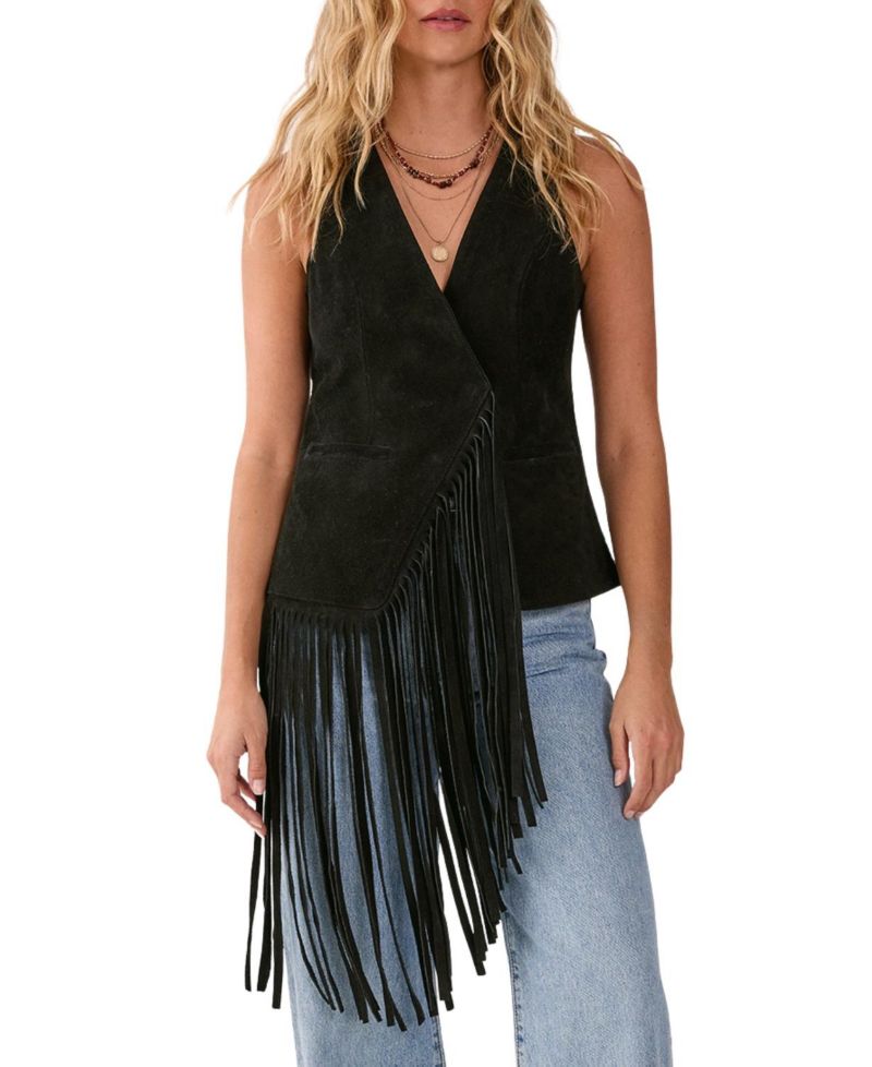 Women's Premium Suede Fringe Waistcoat
