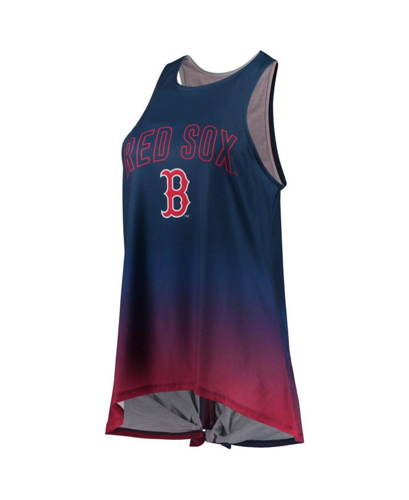 Women's Navy Boston Red Sox Gradient Tie-Back Racerback Tank Top