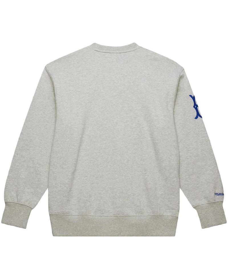 Men's Jackie Robinson Heather Gray Brooklyn Dodgers Legends Collection Vintage Logo Name & Number Fleece Pullover Sweatshirt