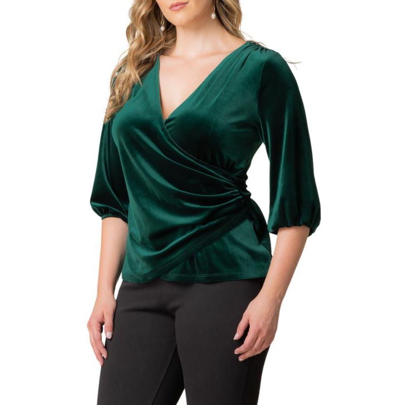Plus Size Odette Velvet Faux Wrap Top