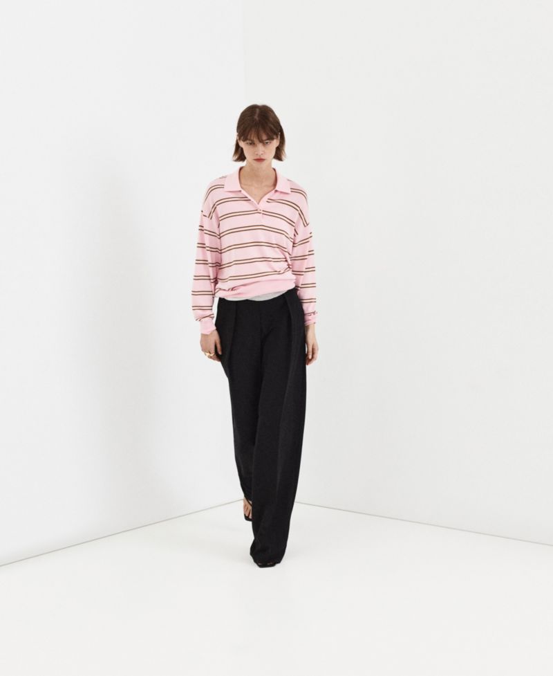 Women's Polo Long-Sleeve Loose-Fit Sweater