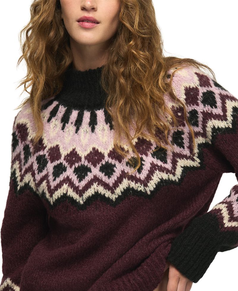 Women's Fair Isle Mock Neck Long-Sleeve Sweater
