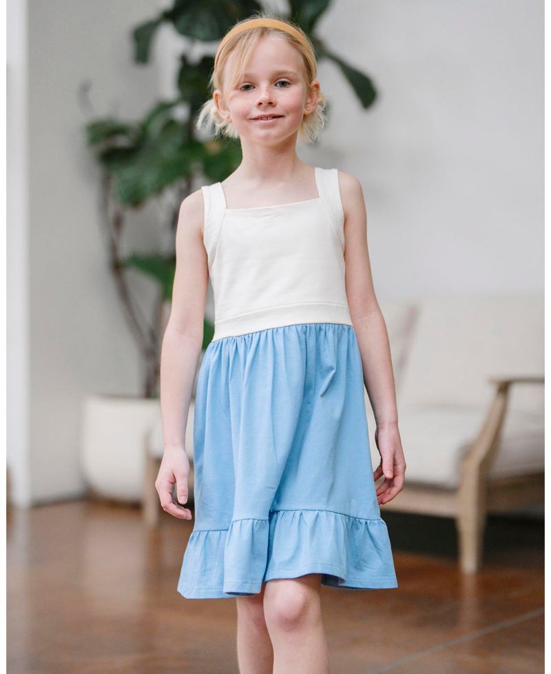 Little Girls Hope and Henry Organic Knit Tank Sundress with Flounce