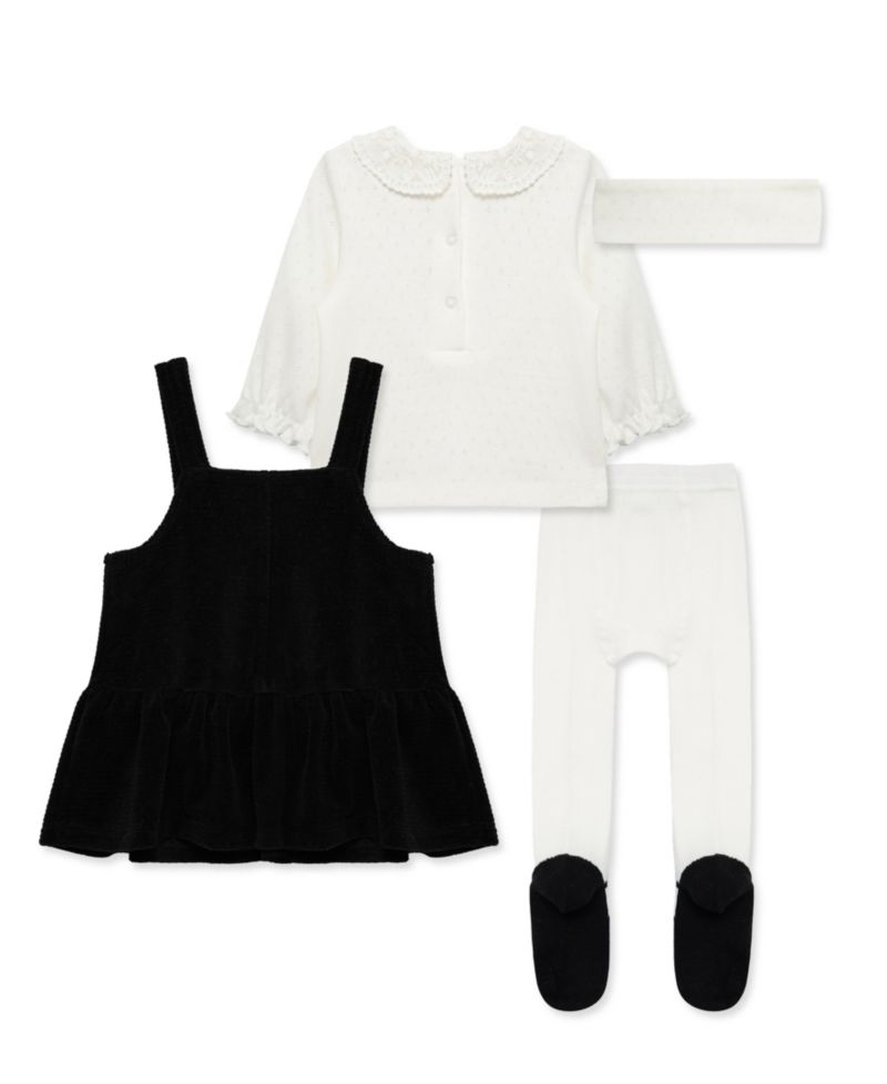 Baby Girls' Bow Embellished Jumper, Top, Tights and Headband, 4-Piece Set