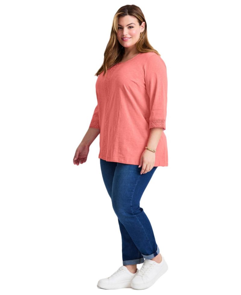 Women's Plus Size Crochet Trim Tunic