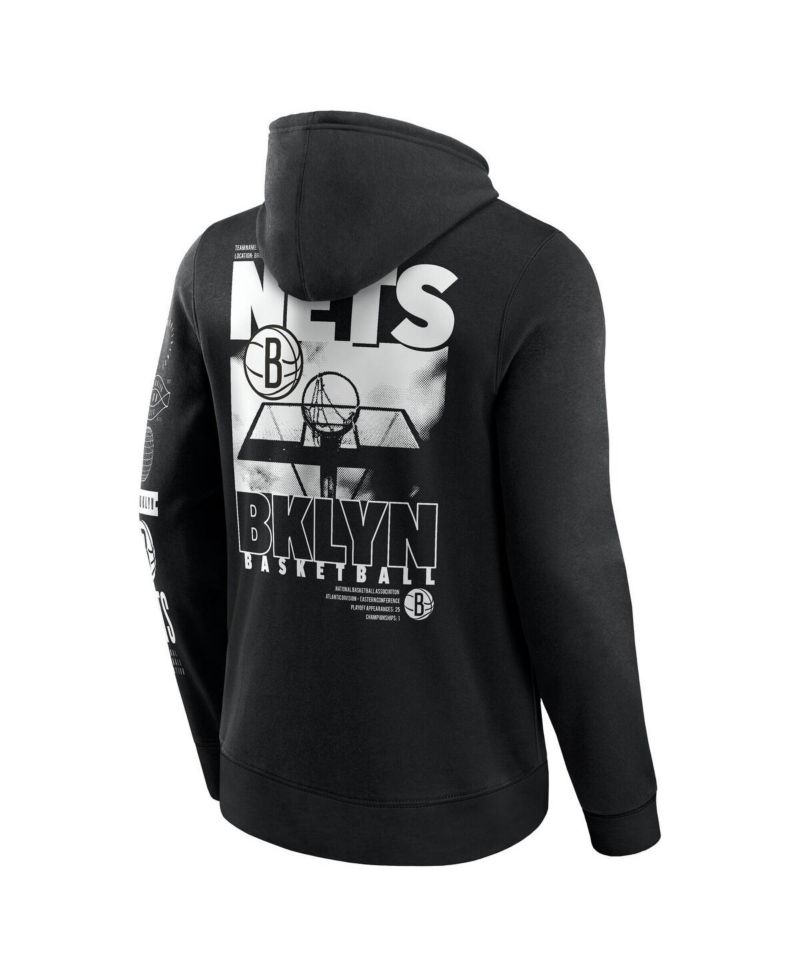 Men's Black Brooklyn Nets Game Time Crossover Pullover Hoodie