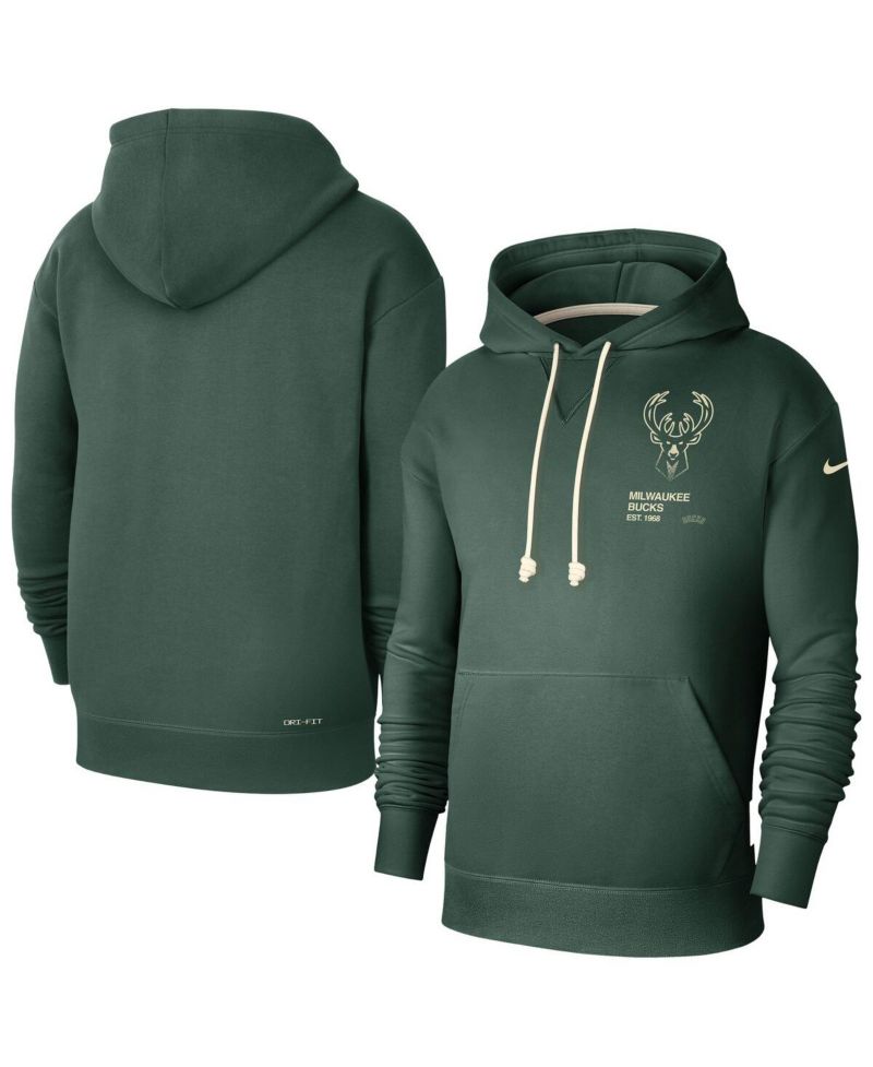 Men's Hunter Green Milwaukee Bucks Courtside Standard Issue Premium Performance Pullover Hoodie